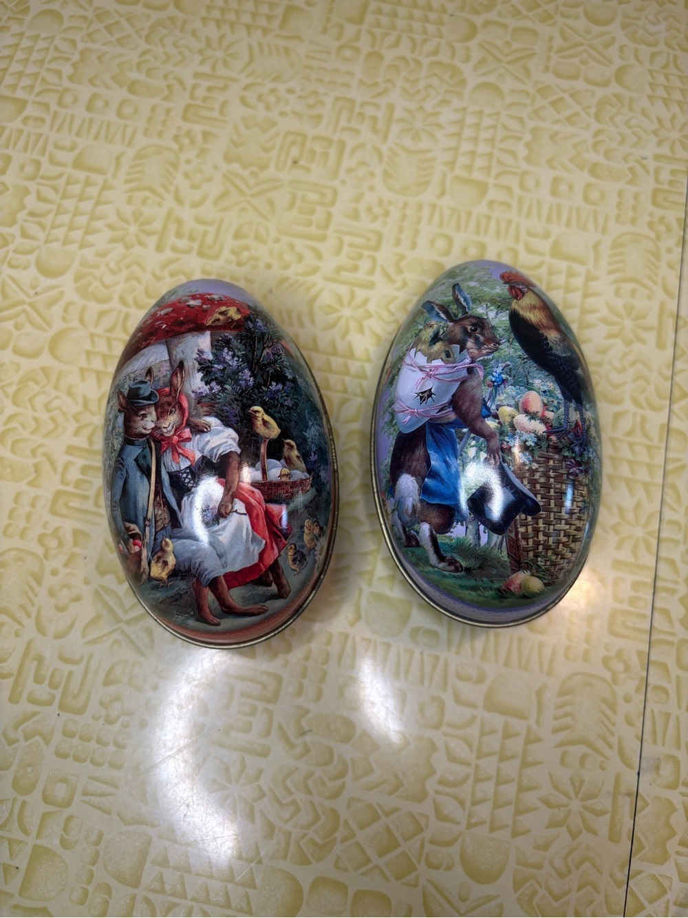 Vintage Egg Shaped Tin Cans